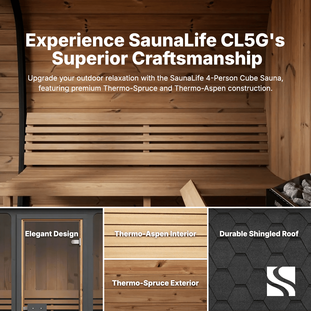 SaunaLife Sauna SaunaLife Model CL5G 4 Person Cube Series Outdoor Sauna Kit