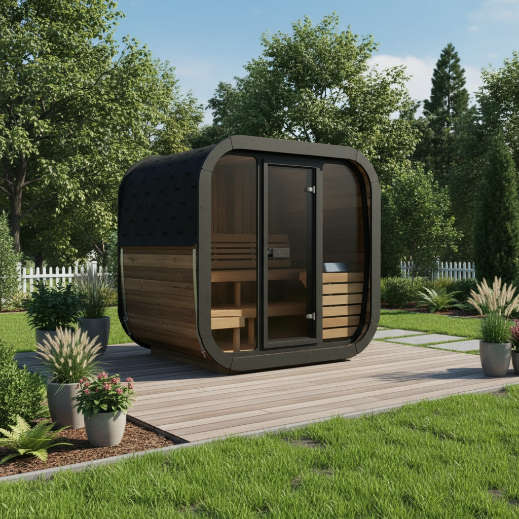 SaunaLife Sauna SaunaLife Model CL5G 4 Person Cube Series Outdoor Sauna Kit