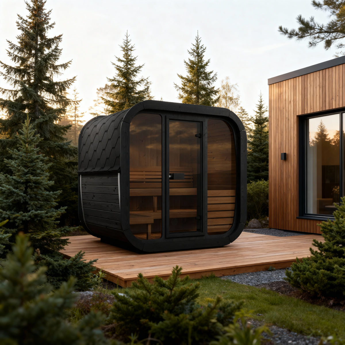 SaunaLife Sauna SaunaLife Model CL5G 4 Person Cube Series Outdoor Sauna Kit