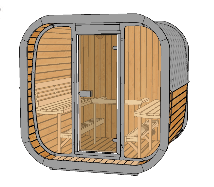 SaunaLife Sauna SaunaLife Model CL7G 6 Person Cube Series Outdoor Sauna Kit