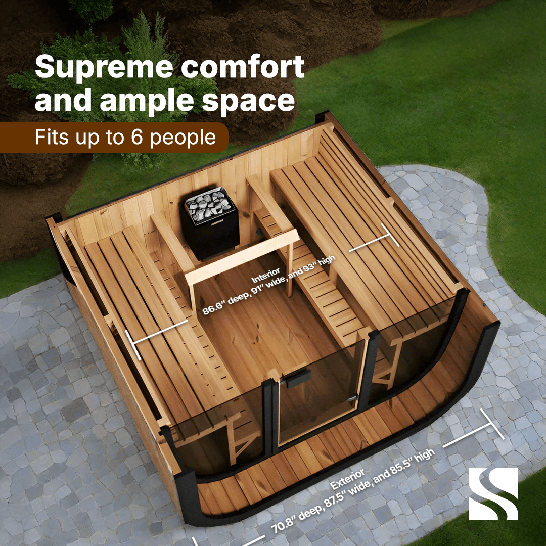SaunaLife Sauna SaunaLife Model CL7G 6 Person Cube Series Outdoor Sauna Kit