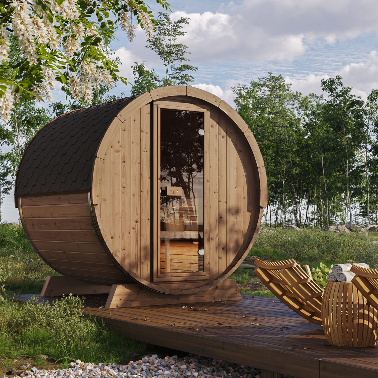 SaunaLife Sauna SaunaLife Model E6 3 Person Barrel Sauna