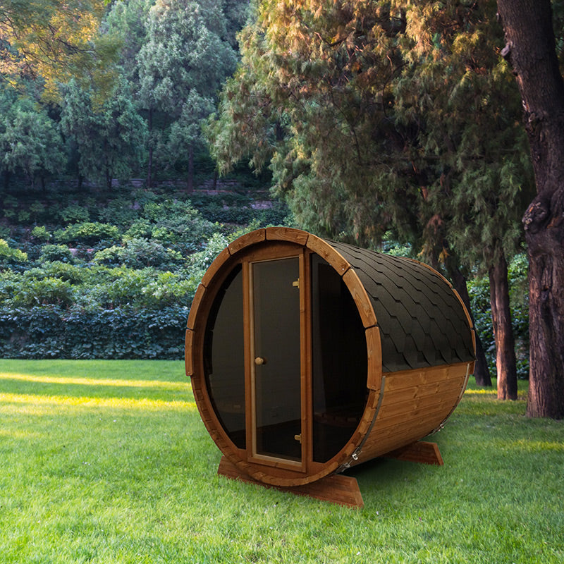 SaunaLife Sauna SaunaLife Model E7G 4 Person Barrel Sauna w/ Glass Front