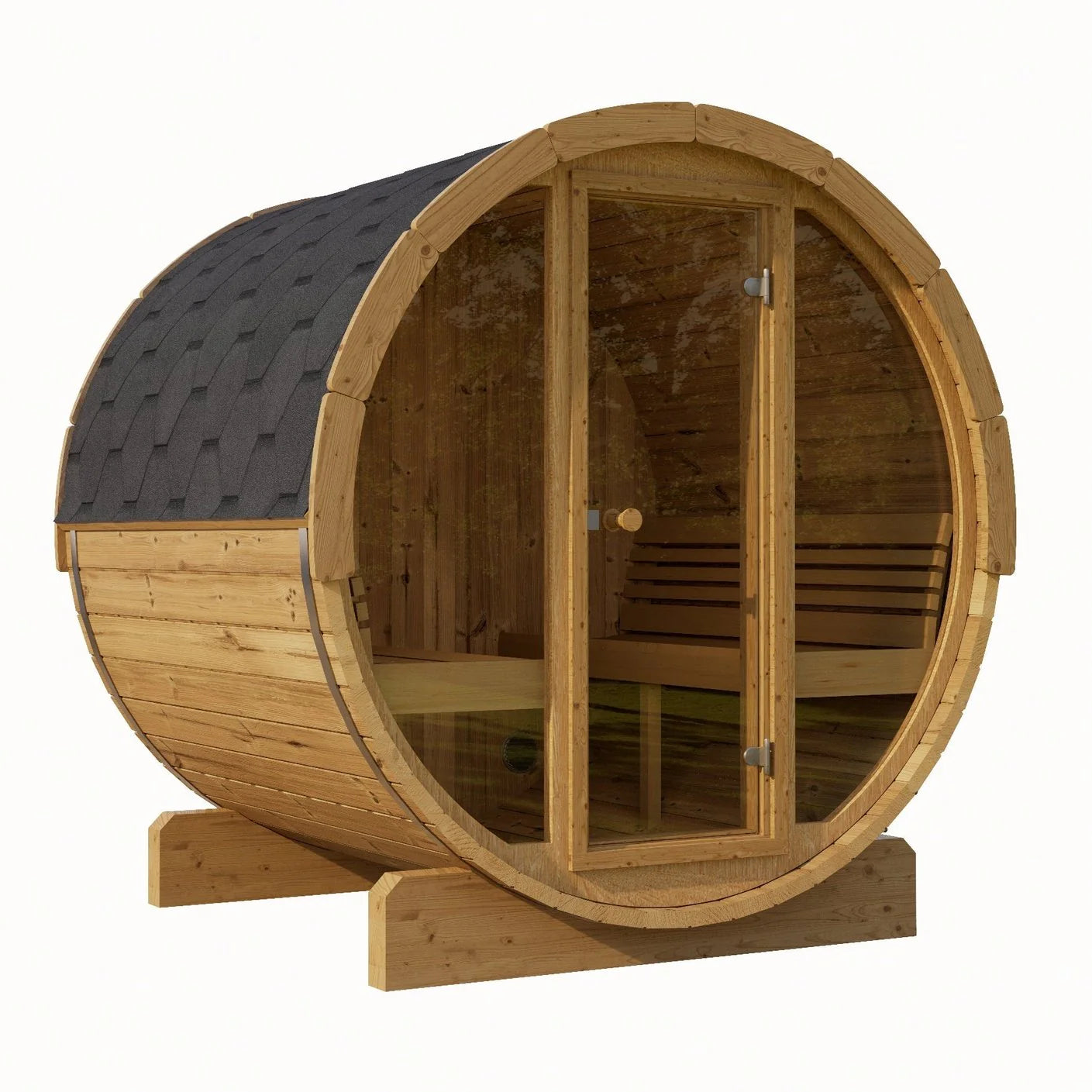 SaunaLife Sauna SaunaLife Model E7G 4 Person Barrel Sauna w/ Glass Front