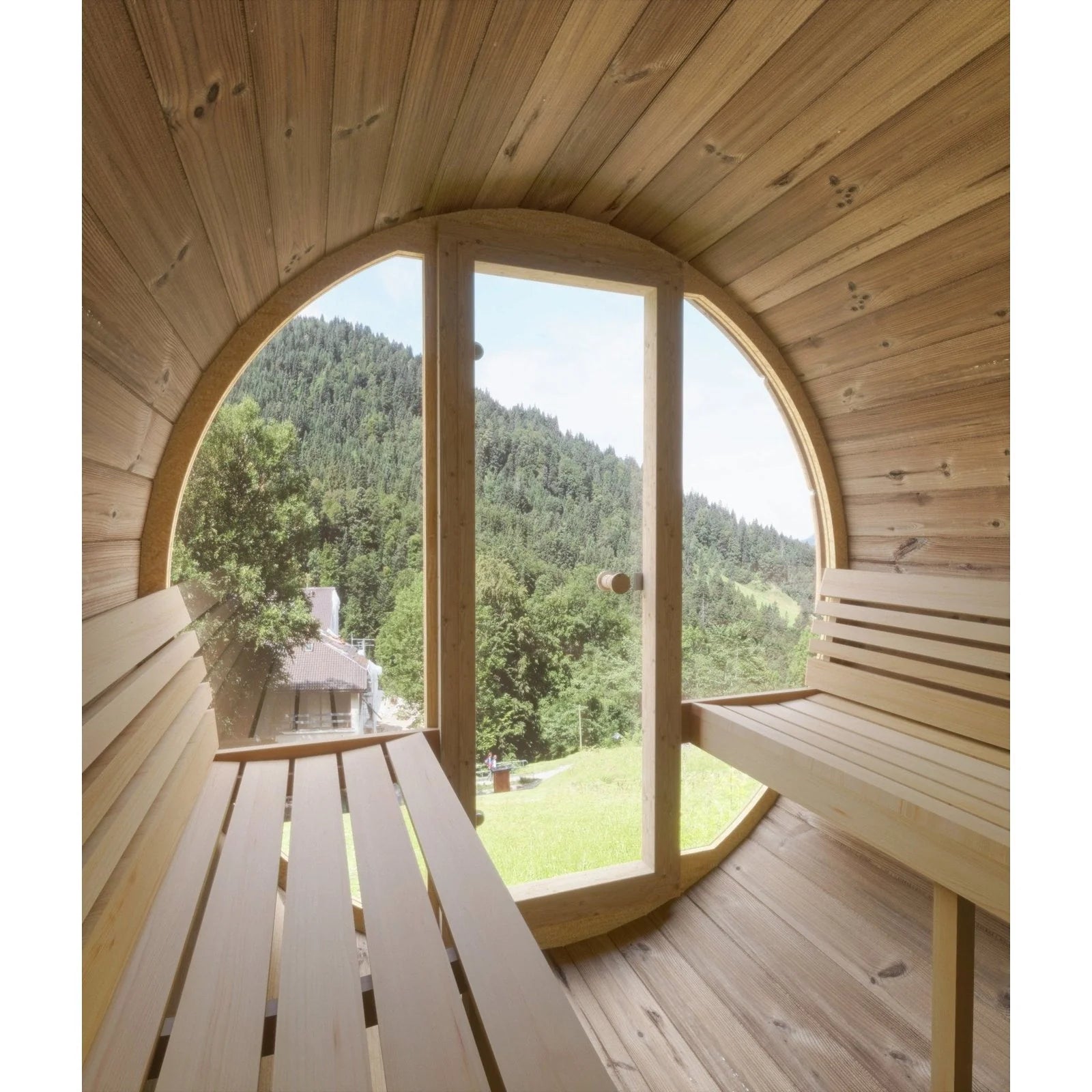 SaunaLife Sauna SaunaLife Model E7G 4 Person Barrel Sauna w/ Glass Front