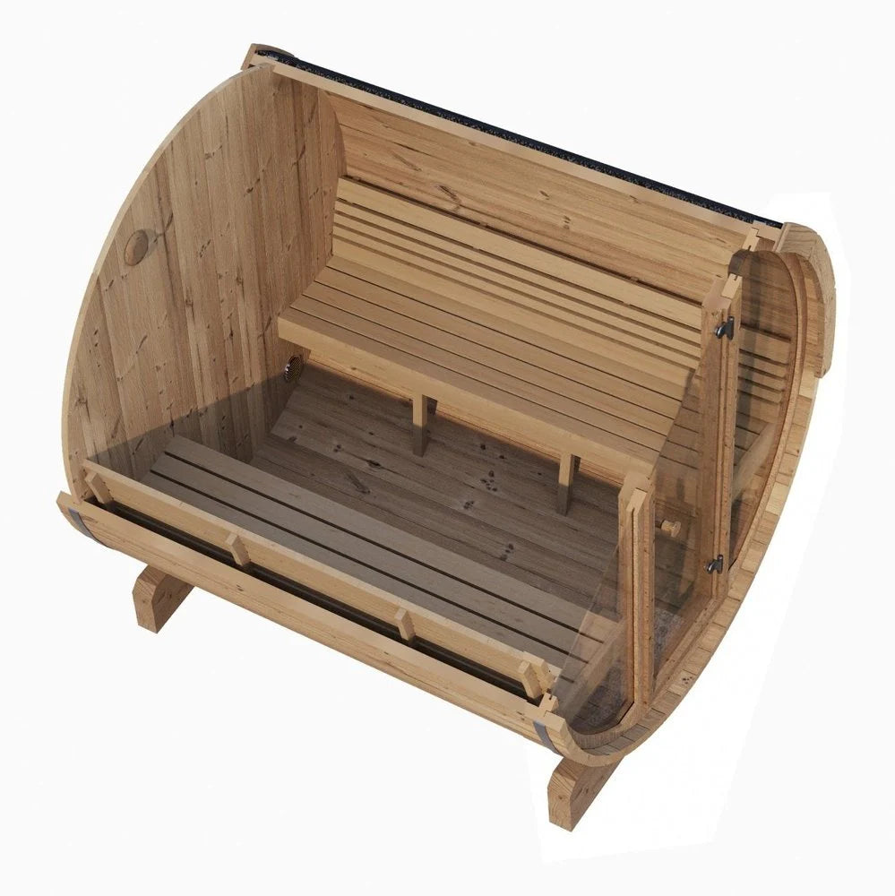 SaunaLife Sauna SaunaLife Model E7G 4 Person Barrel Sauna w/ Glass Front