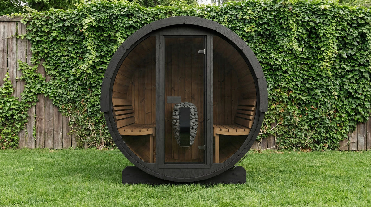 SaunaLife Sauna SaunaLife Model E7G 4 Person Barrel Sauna w/ Glass Front