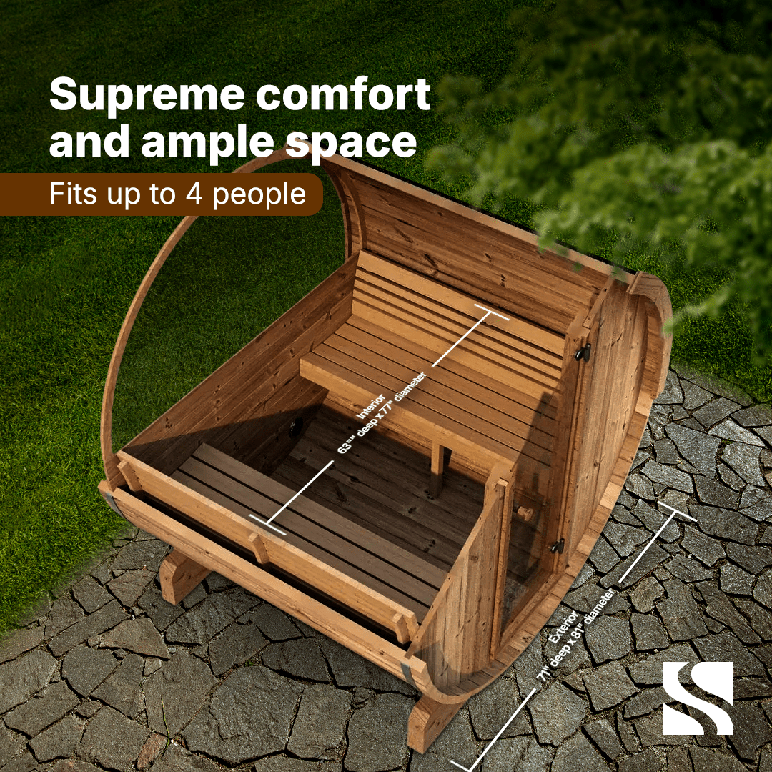 SaunaLife Sauna SaunaLife Model E7W 4 Person Sauna Barrel-Window