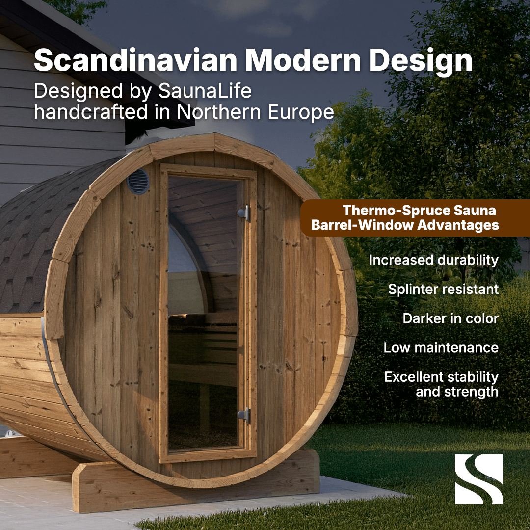 SaunaLife Sauna SaunaLife Model E7W 4 Person Sauna Barrel-Window