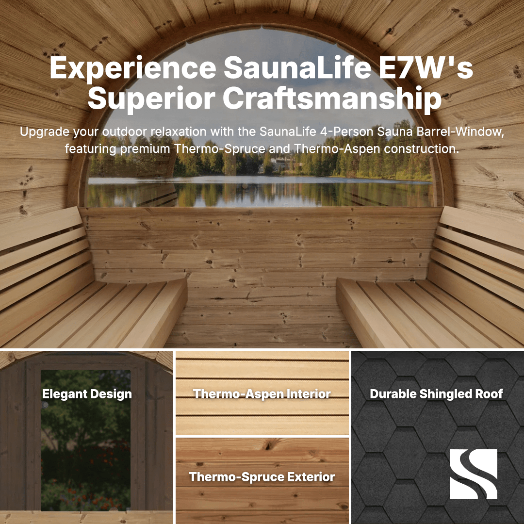 SaunaLife Sauna SaunaLife Model E7W 4 Person Sauna Barrel-Window
