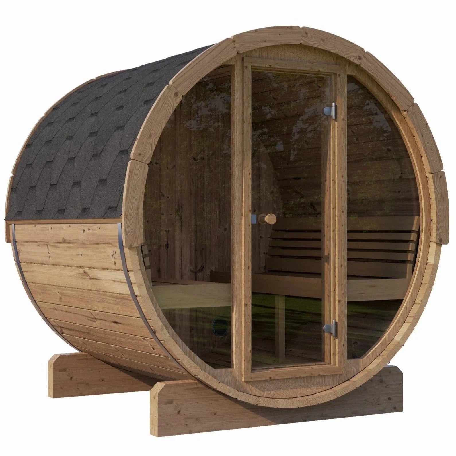 SaunaLife Sauna SaunaLife Model E8G 6 Person Barrel Sauna w/ Glass Front