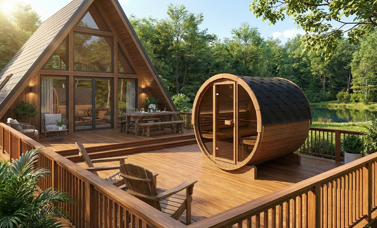 SaunaLife Sauna SaunaLife Model E8G 6 Person Barrel Sauna w/ Glass Front