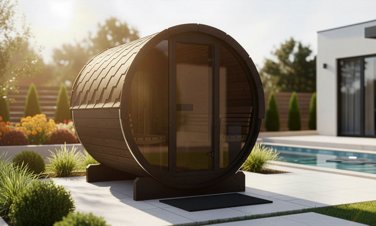 SaunaLife Sauna SaunaLife Model E8G 6 Person Barrel Sauna w/ Glass Front