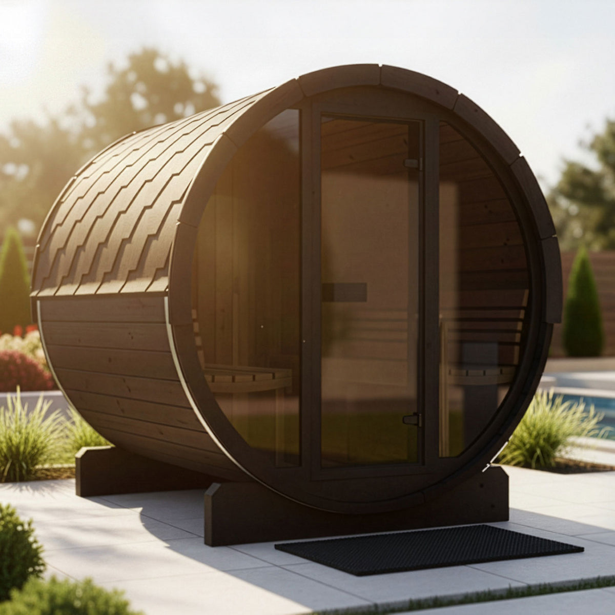 SaunaLife Sauna SaunaLife Model E8G 6 Person Barrel Sauna w/ Glass Front