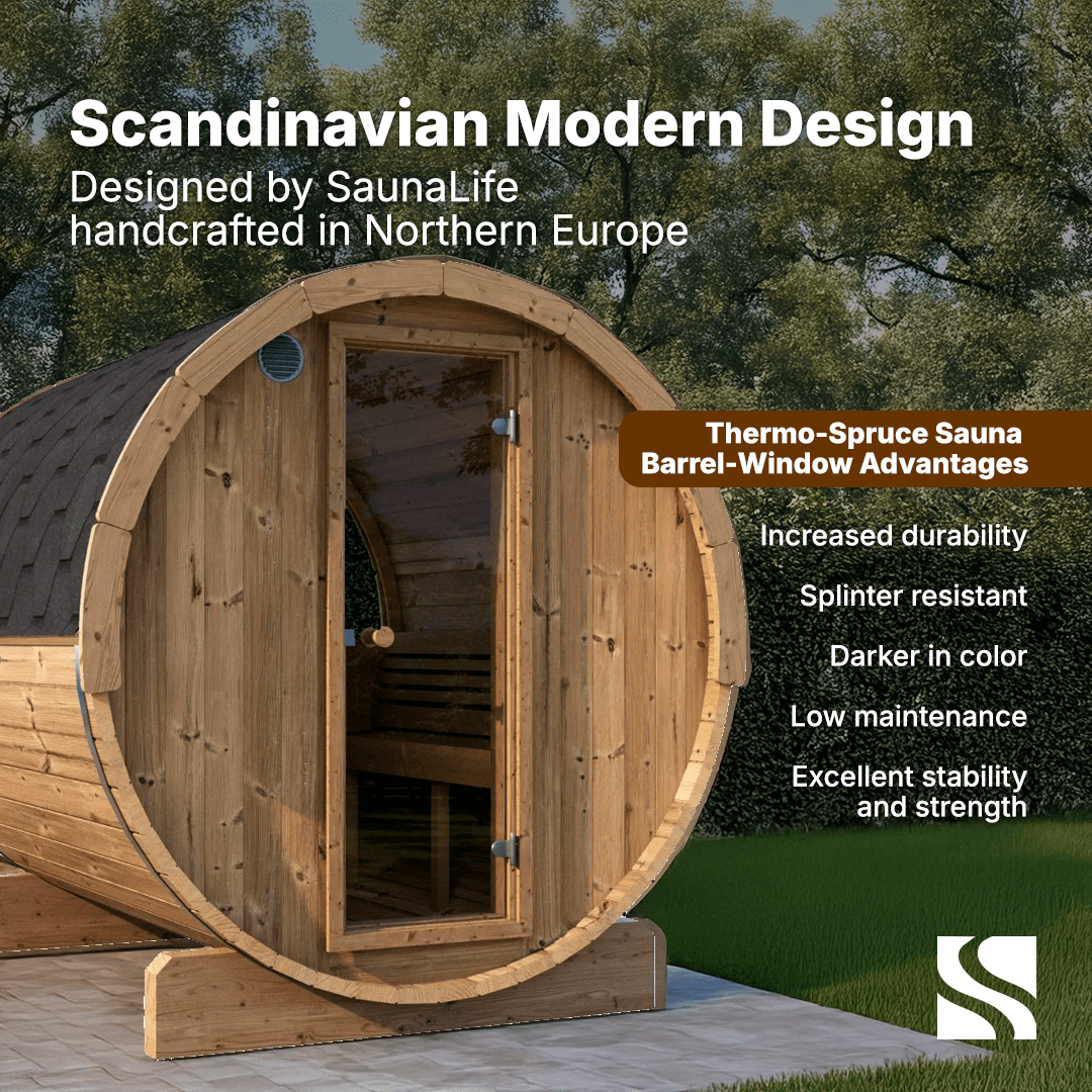 SaunaLife Sauna SaunaLife Model E8W 6 Person Sauna Barrel-Window