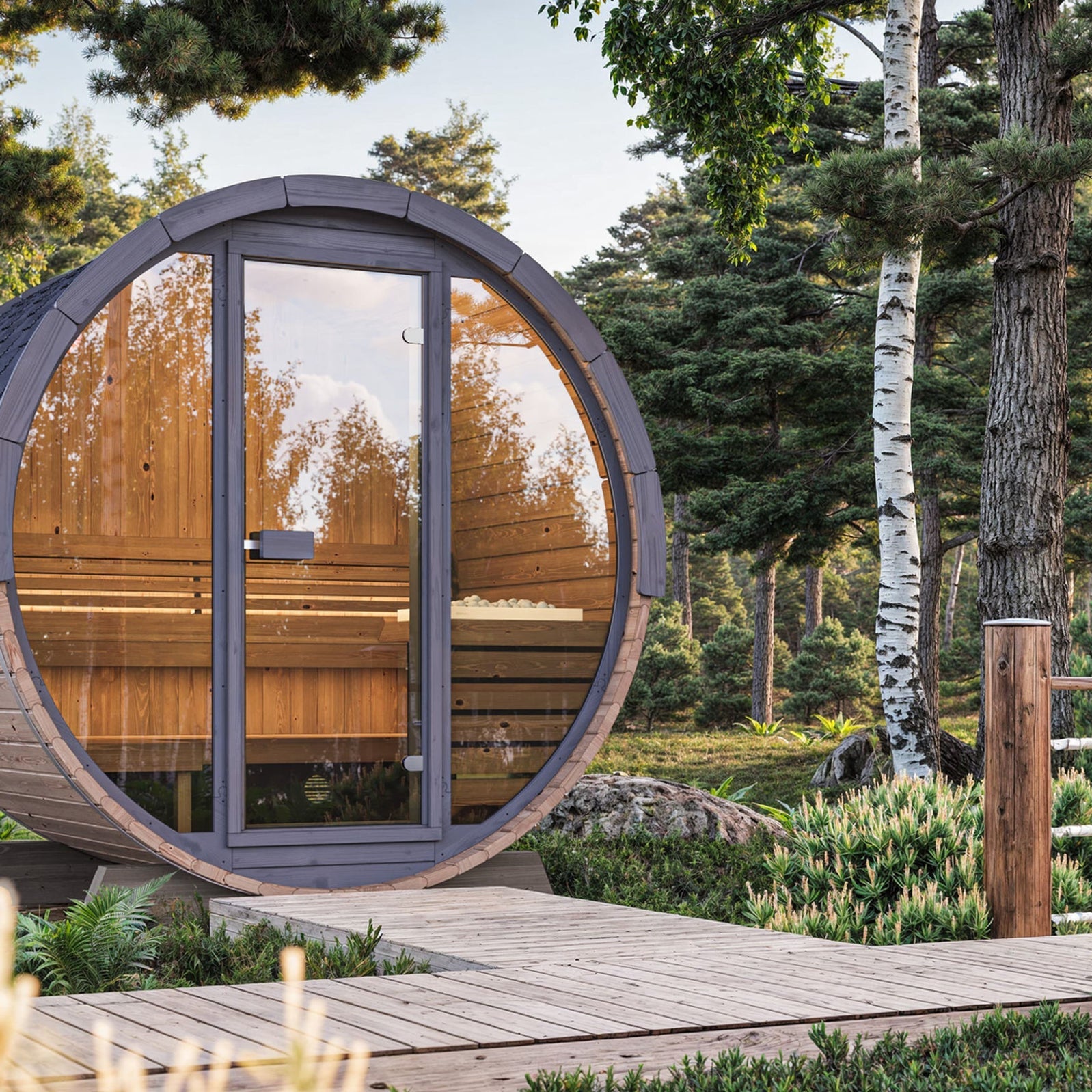 SaunaLife Sauna SaunaLife Model EE6G 4 Person Barrel Sauna