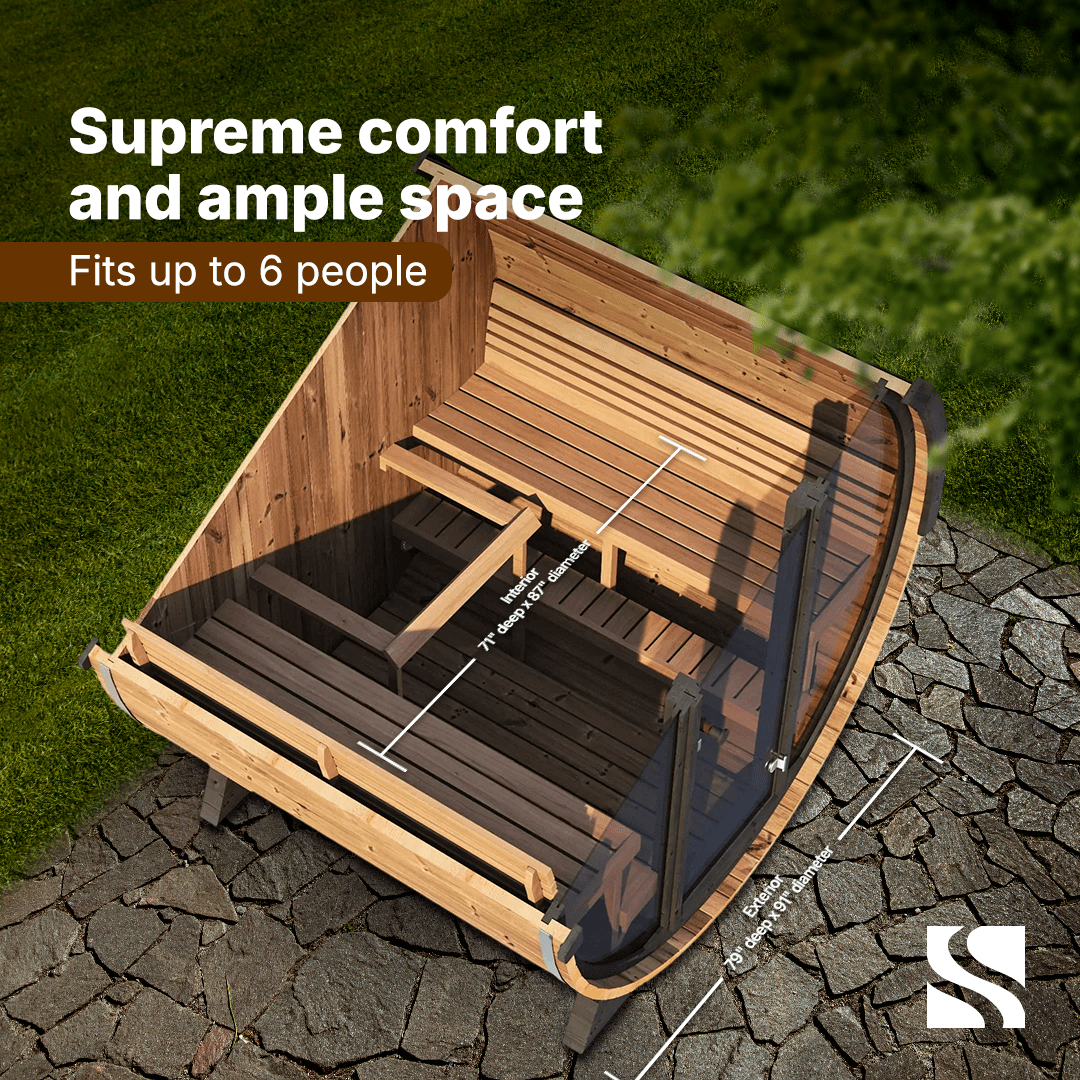 SaunaLife Sauna SaunaLife Model EE6G 4 Person Barrel Sauna