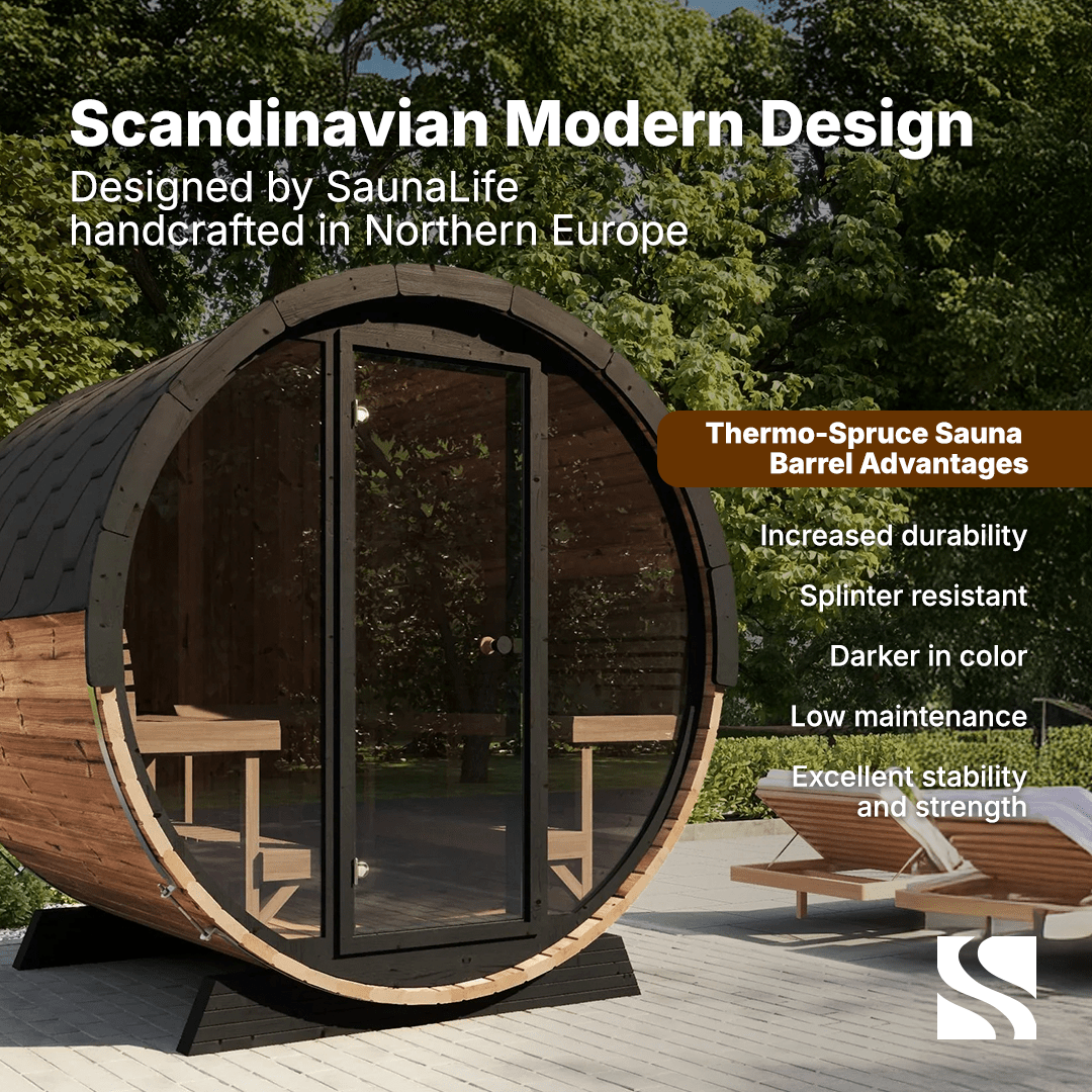 SaunaLife Sauna SaunaLife Model EE6G 4 Person Barrel Sauna