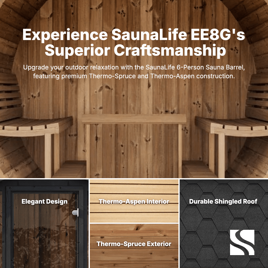 SaunaLife Sauna SaunaLife Model EE6G 4 Person Barrel Sauna