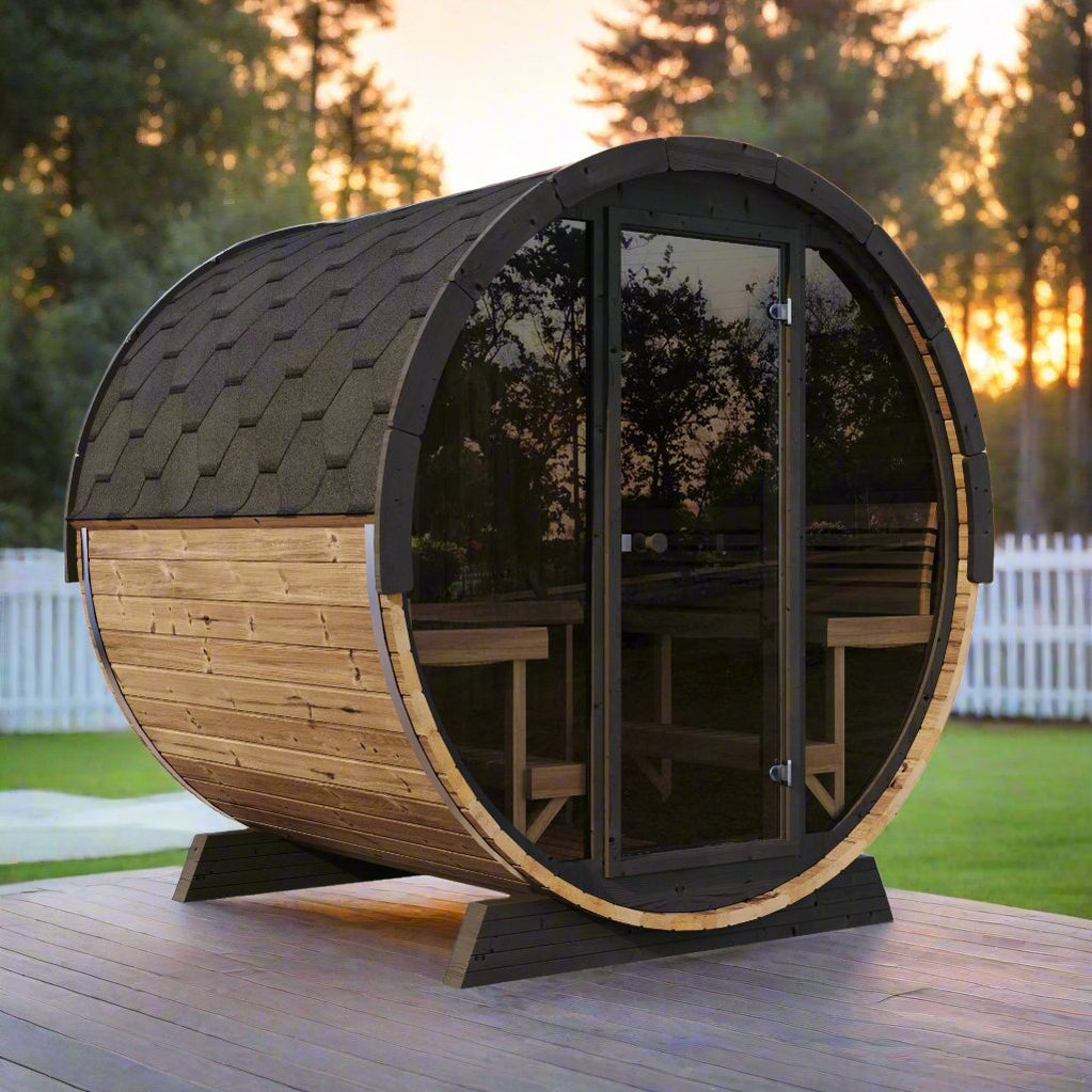 SaunaLife Sauna SaunaLife Model EE8G 6 Person Barrel Sauna