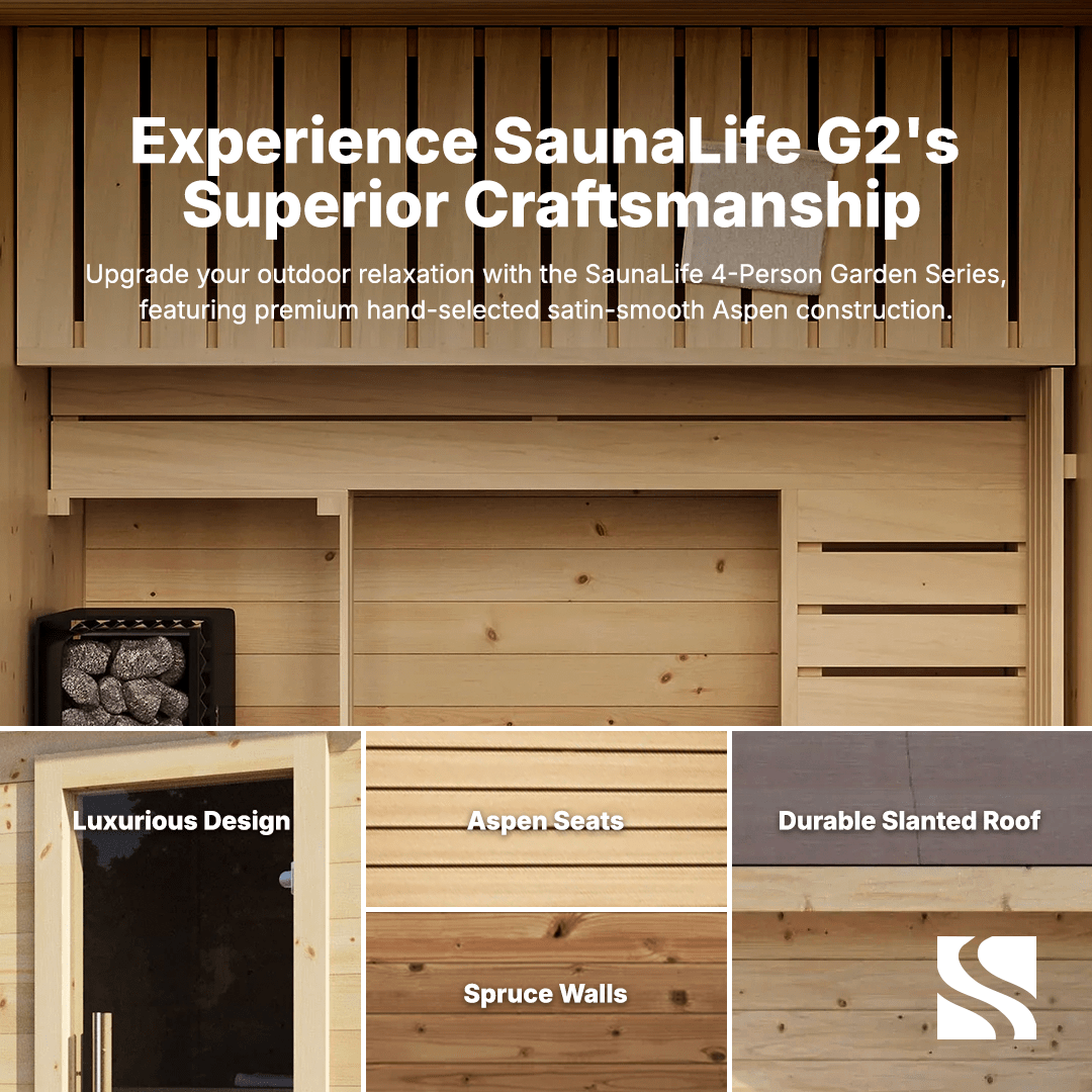 SaunaLife Sauna SaunaLife Model G2 4 Person Garden Series Outdoor Home Sauna Kit