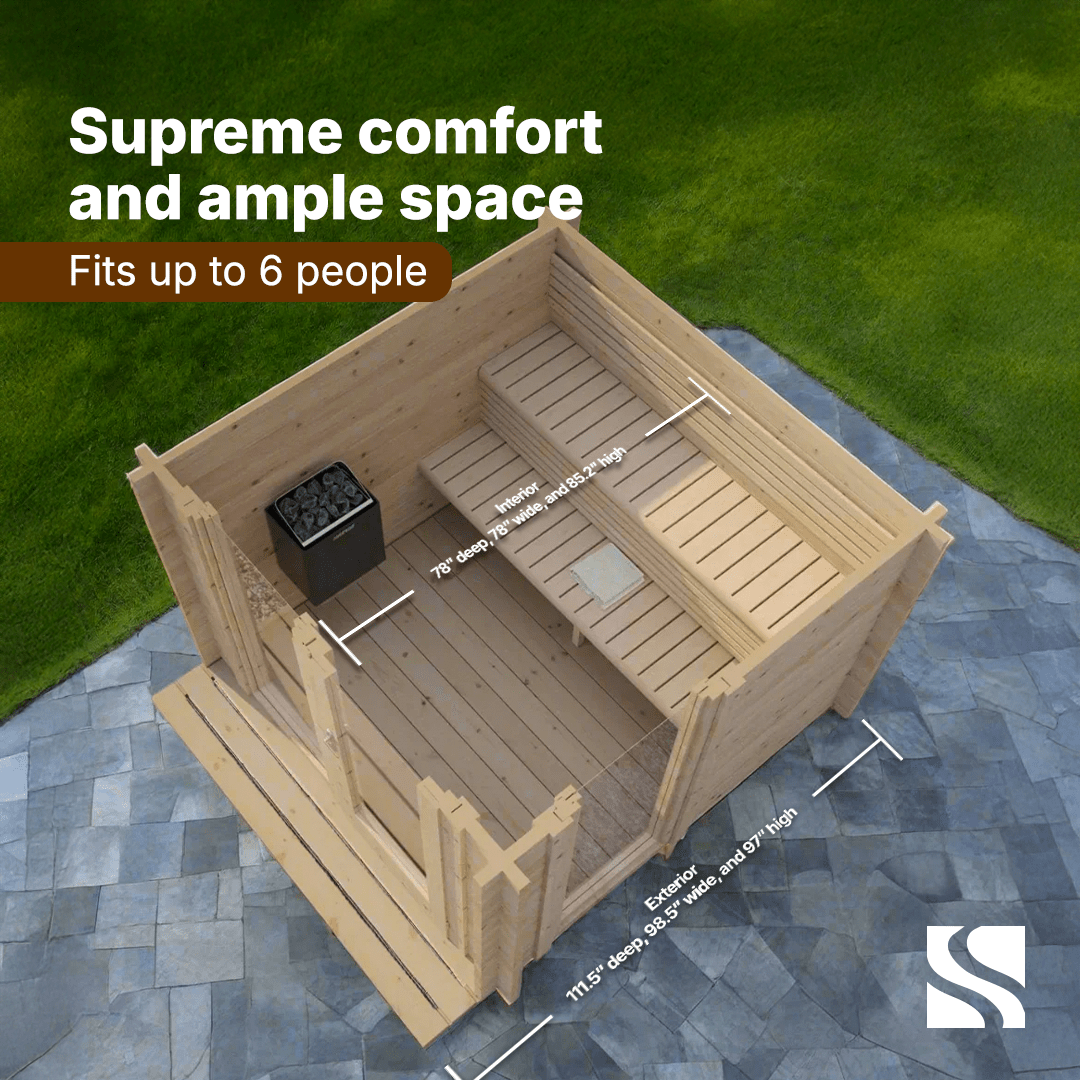 SaunaLife Sauna SaunaLife Model G4 6 Person Garden Series Outdoor Home Sauna Kit