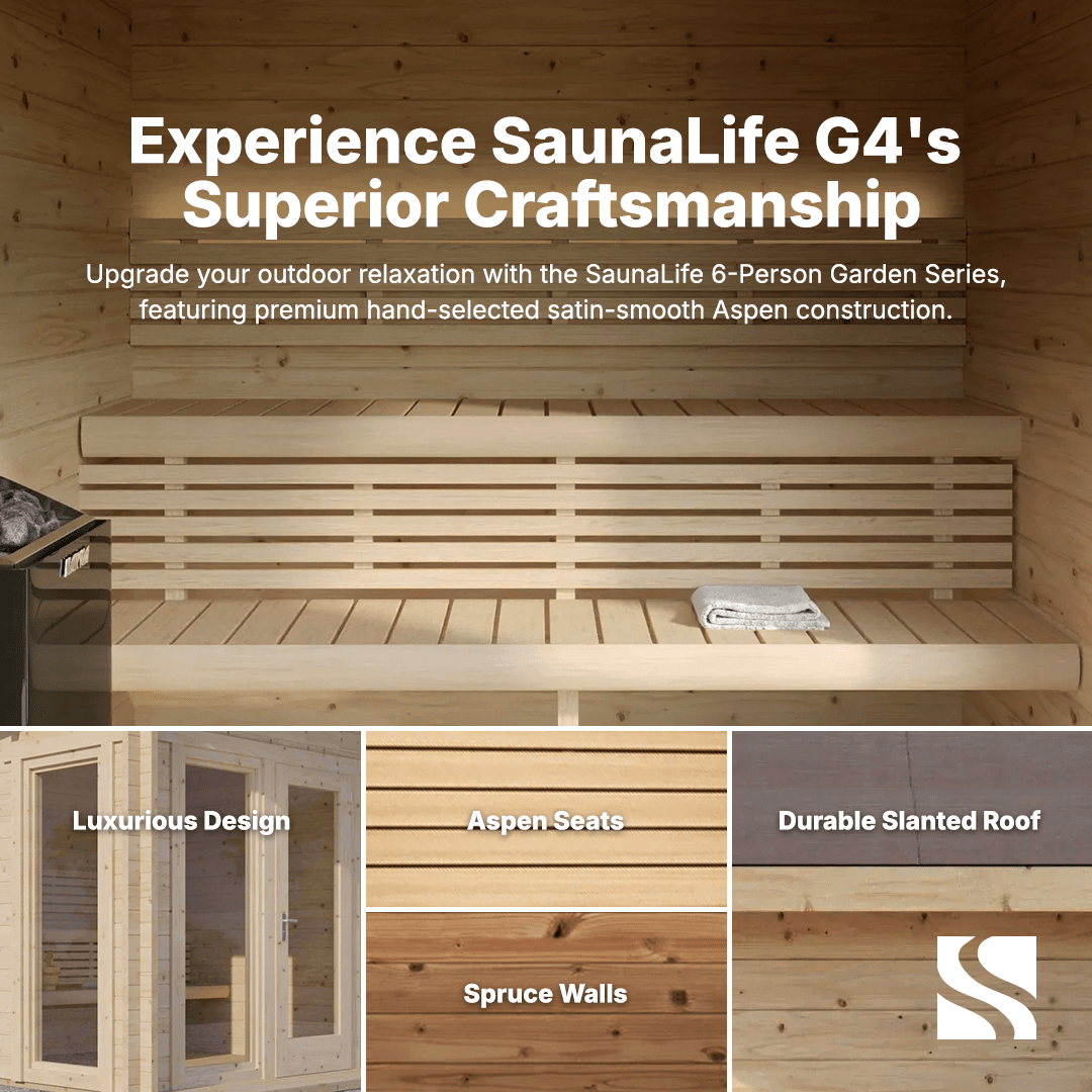SaunaLife Sauna SaunaLife Model G4 6 Person Garden Series Outdoor Home Sauna Kit