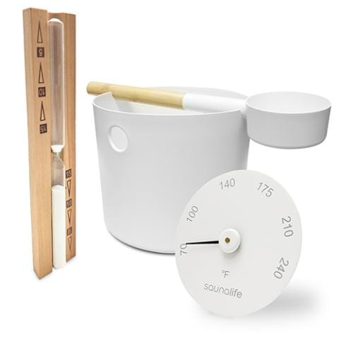 SaunaLife SaunaLife Bucket and Ladle Package 2 Timer, Thermometer w/Premium Bucket & Ladle - Sauna Accessory Package