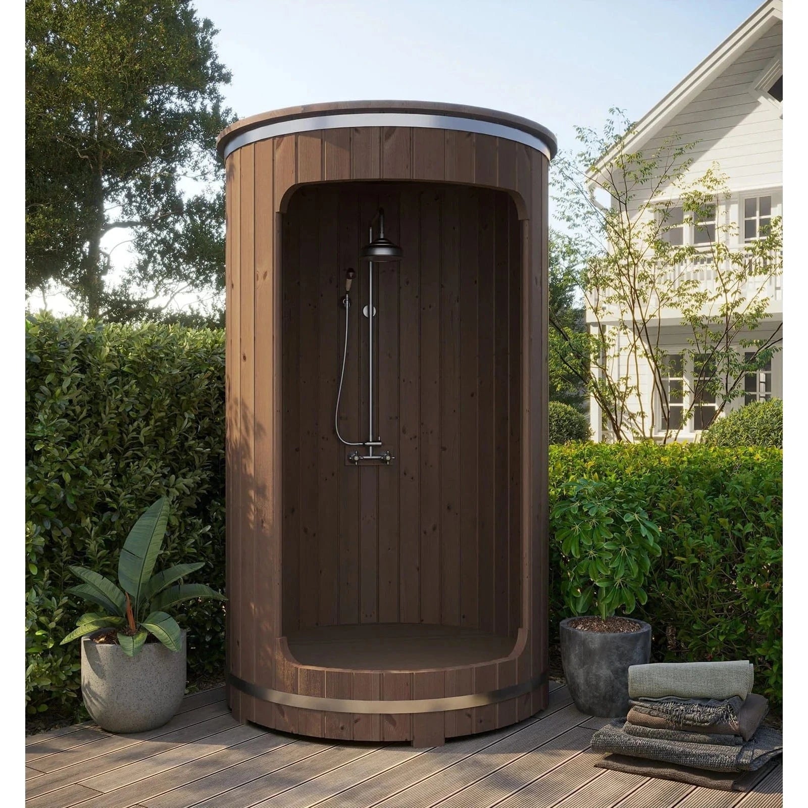 SaunaLife Shower SaunaLife Barrel Shower Model R3, Rain-Series Outdoor Barrel Shower Kit 53"Wx90"H