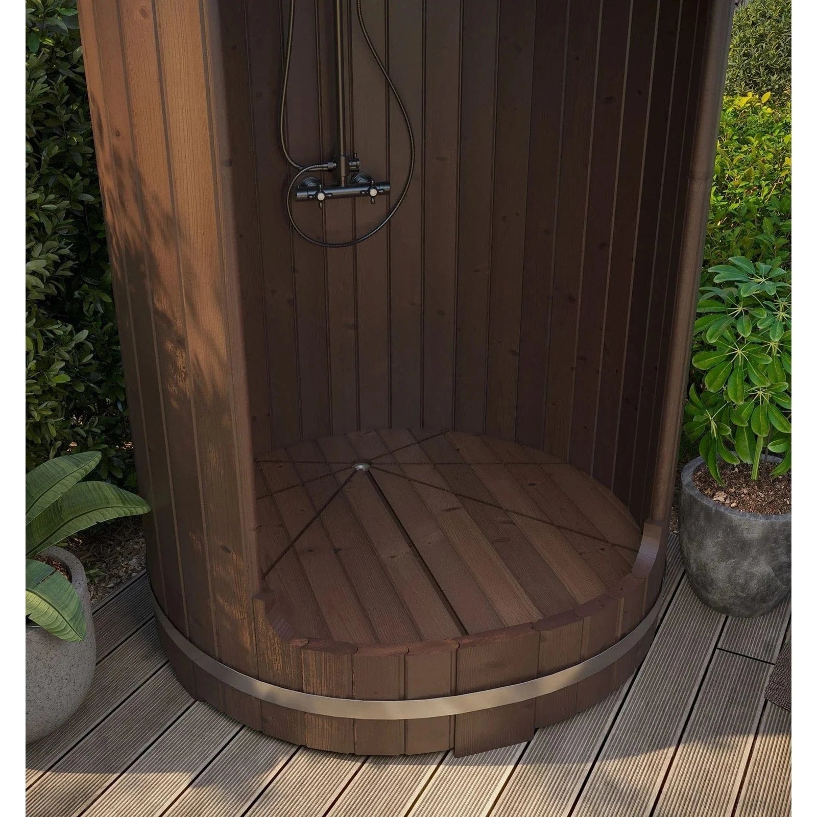 SaunaLife Shower SaunaLife Barrel Shower Model R3, Rain-Series Outdoor Barrel Shower Kit 53"Wx90"H