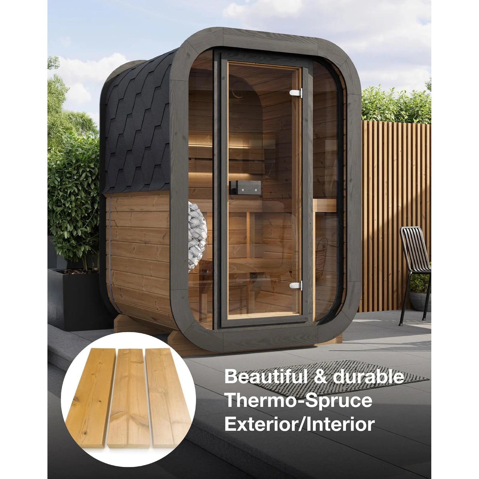 SaunaLife Model CL3G 1-2 Person Cube Series Outdoor Sauna Kit