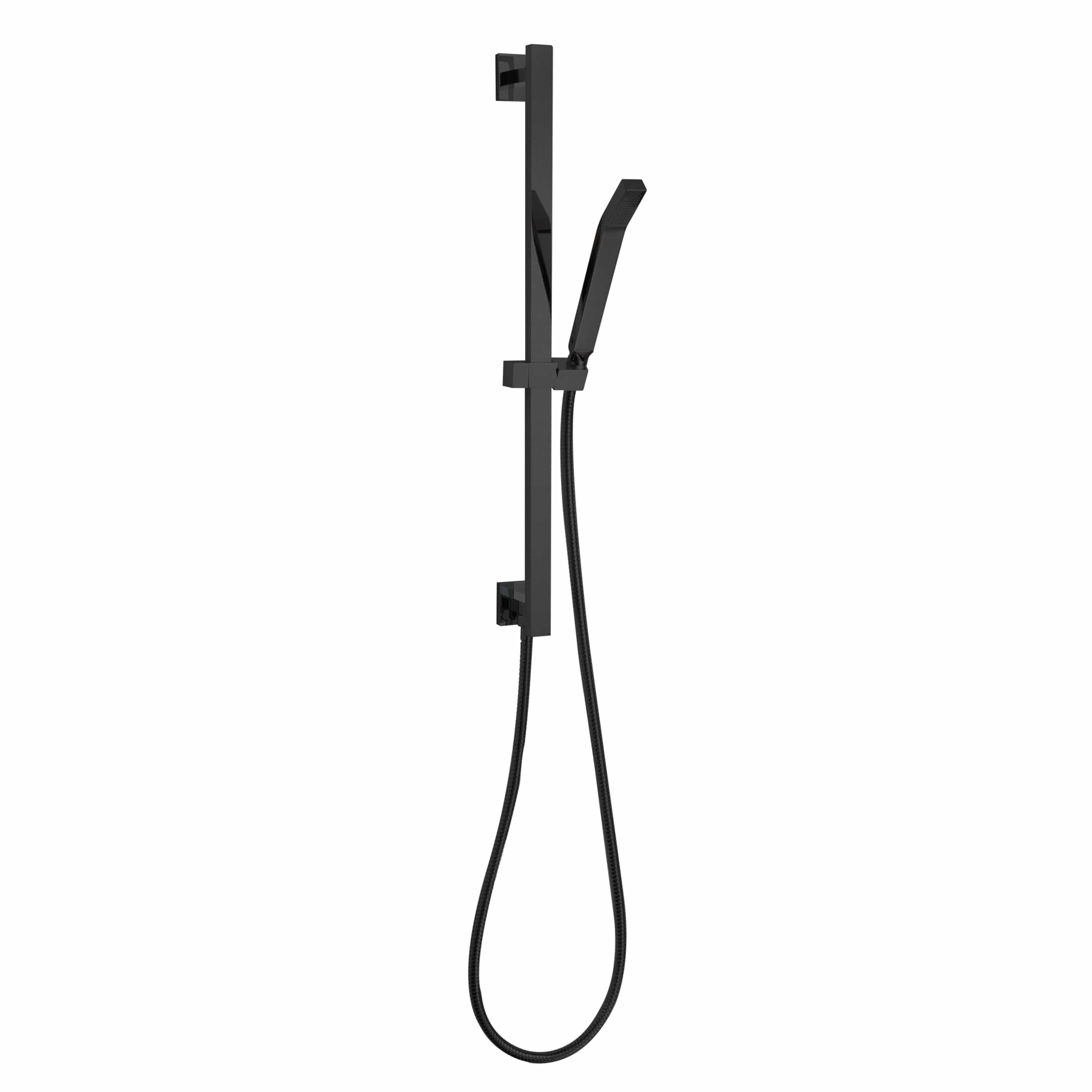 ThermaSol Matte Black / Square ThermaSol Shower Rail, Hose, and Wand Kit