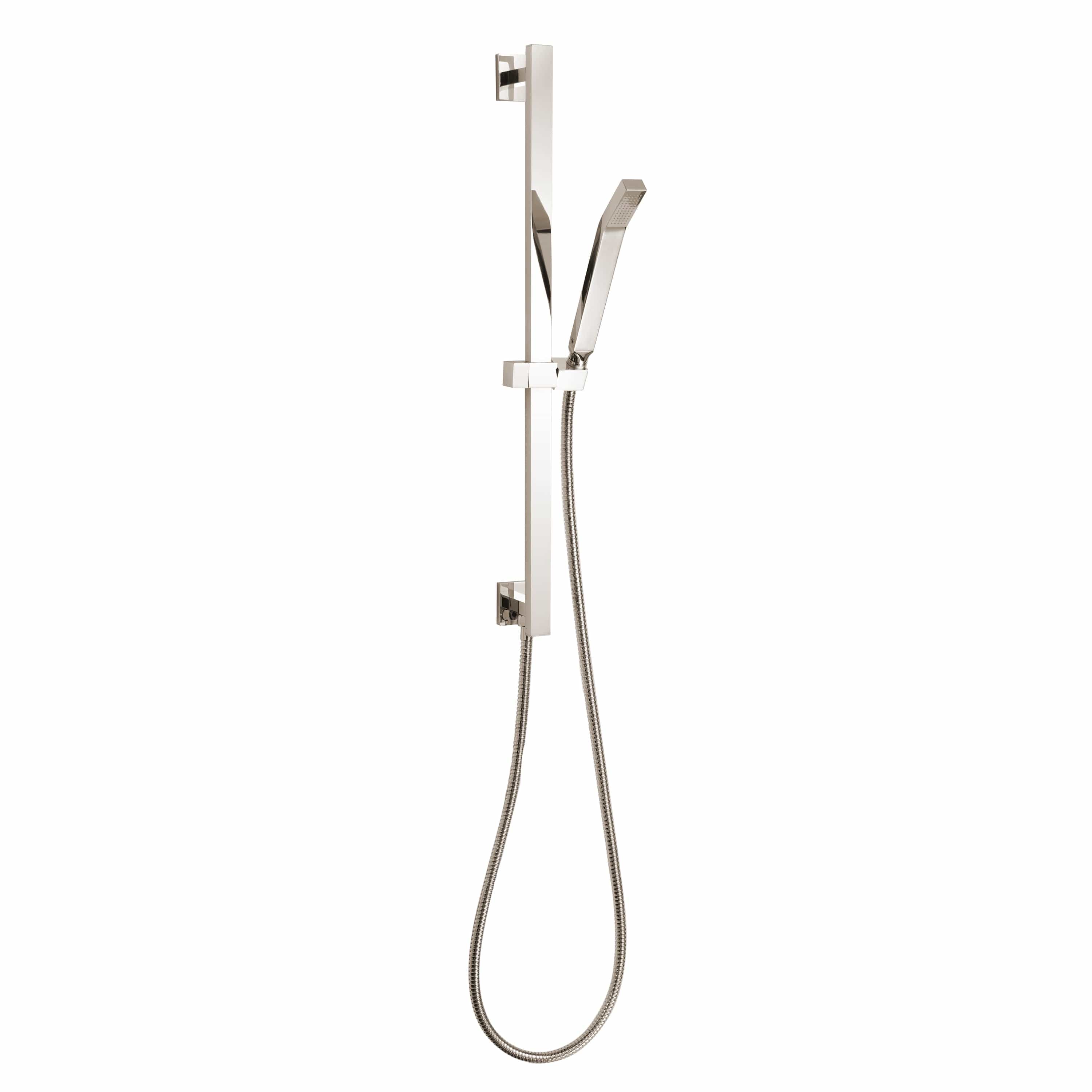 ThermaSol Polished Nickel / Square ThermaSol Shower Rail, Hose, and Wand Kit