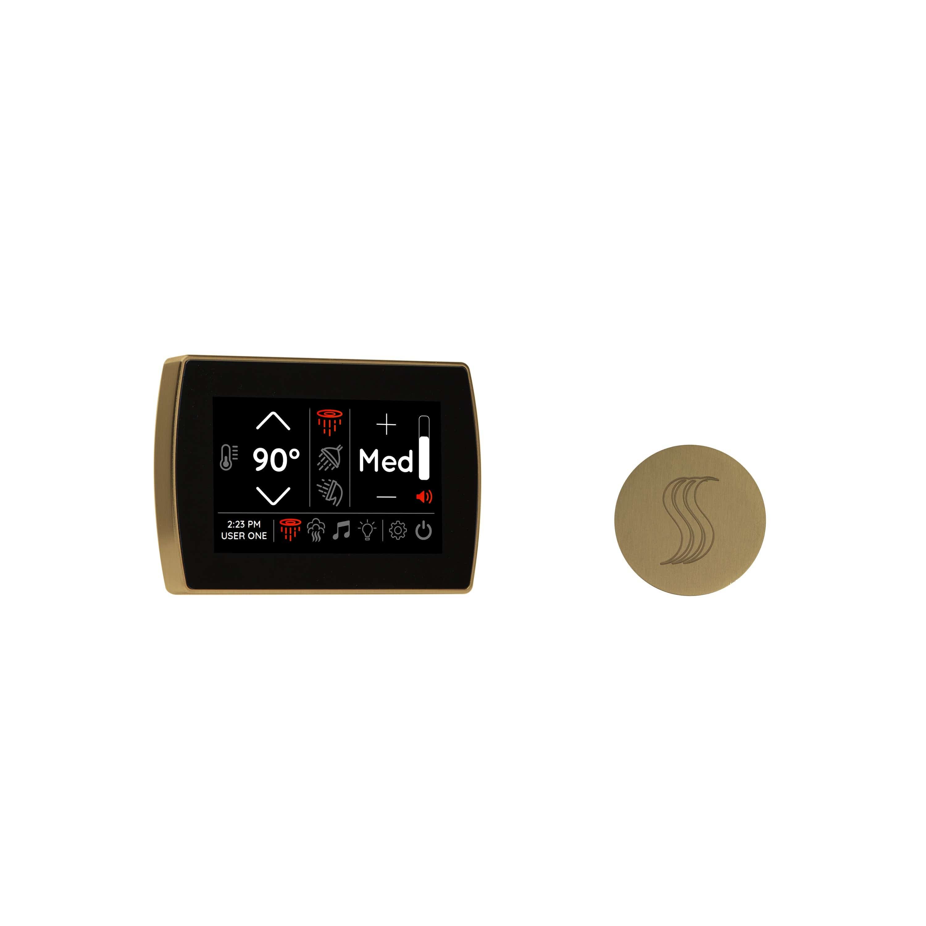 ThermaSol Satin Brass ThermaSol STCM-SVRD Signatouch Control and Steam Head Kit Round
