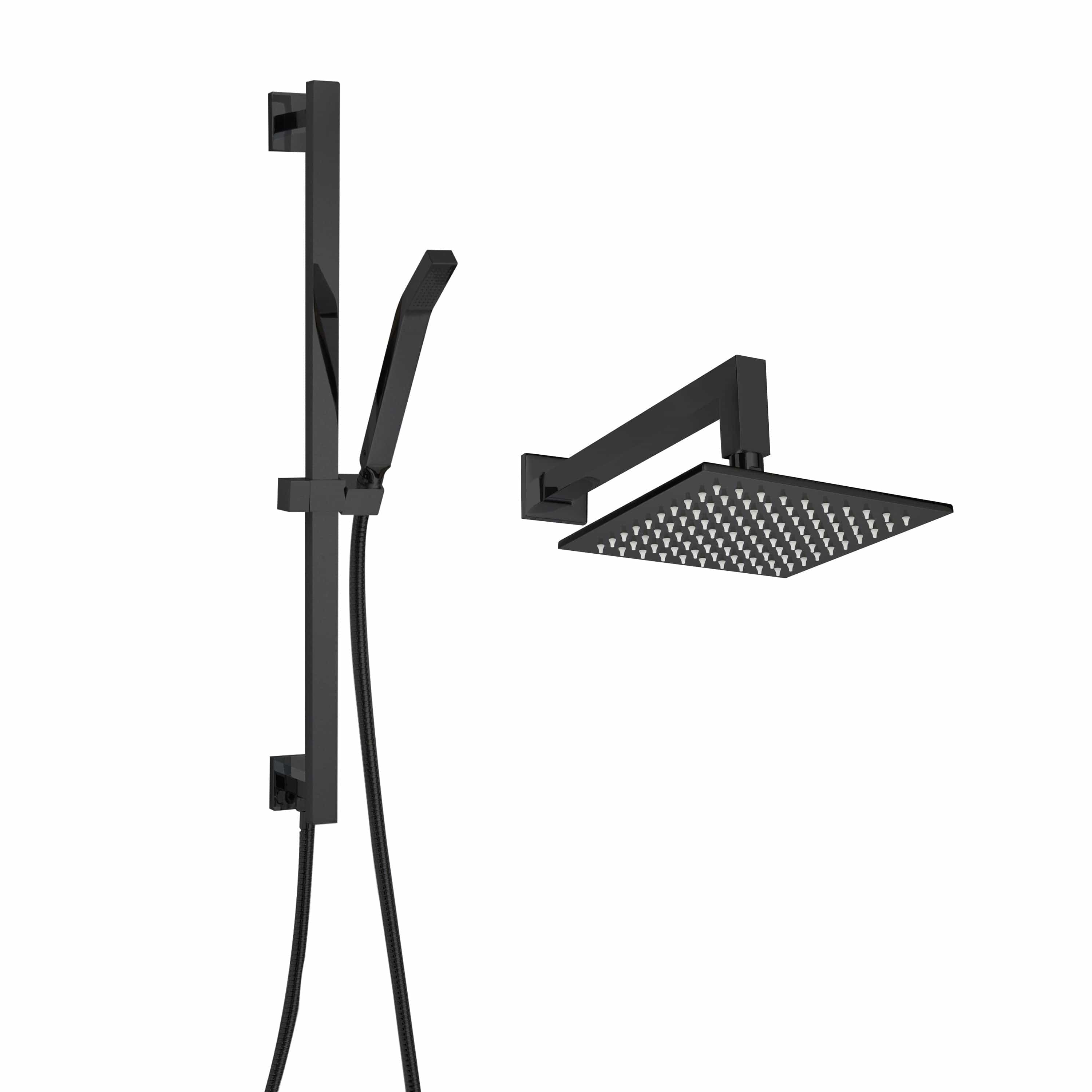 ThermaSol Shower Matte Black / Square ThermaSol Complete Shower Package Rain Canopy and Handshower