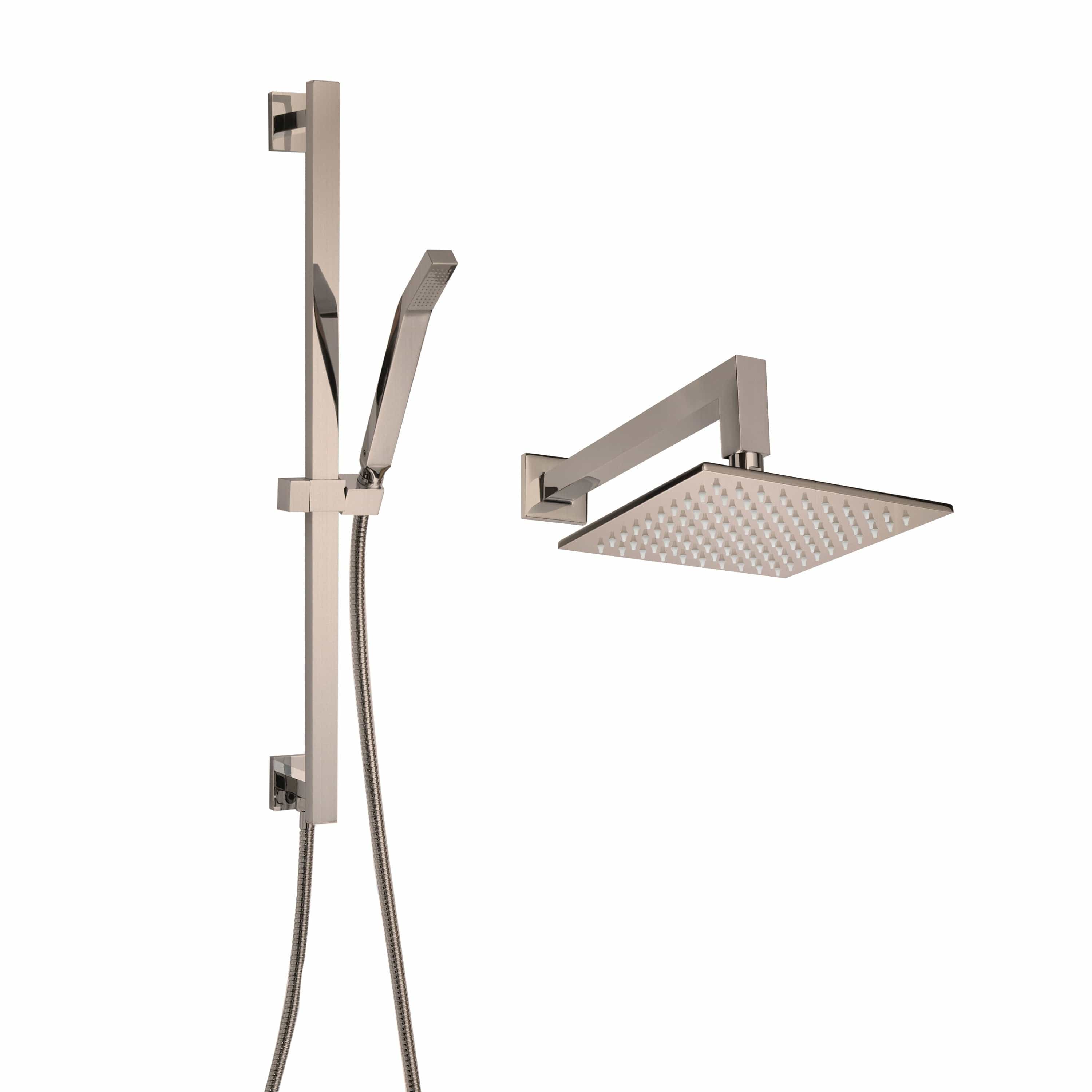 ThermaSol Shower Satin Nickel / Square ThermaSol Complete Shower Package Rain Canopy and Handshower