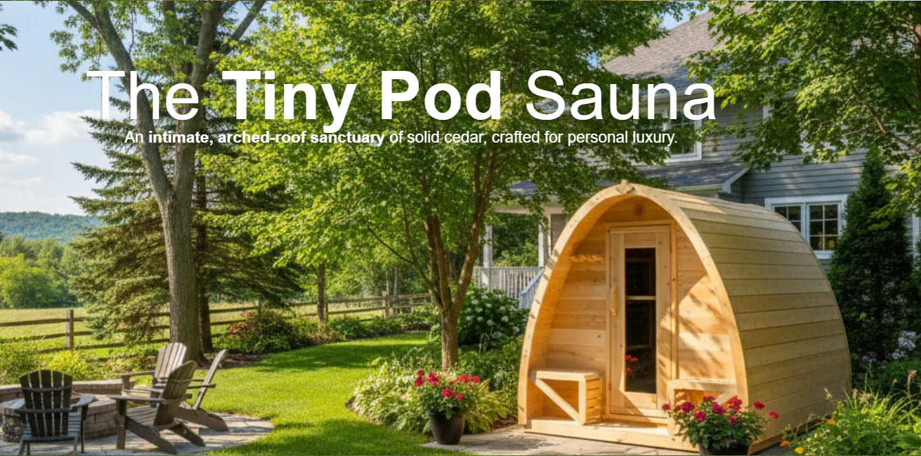 True North Saunas Sauna True North Canadian Made 4-8 Person Outdoor Traditional Tiny Pod Sauna