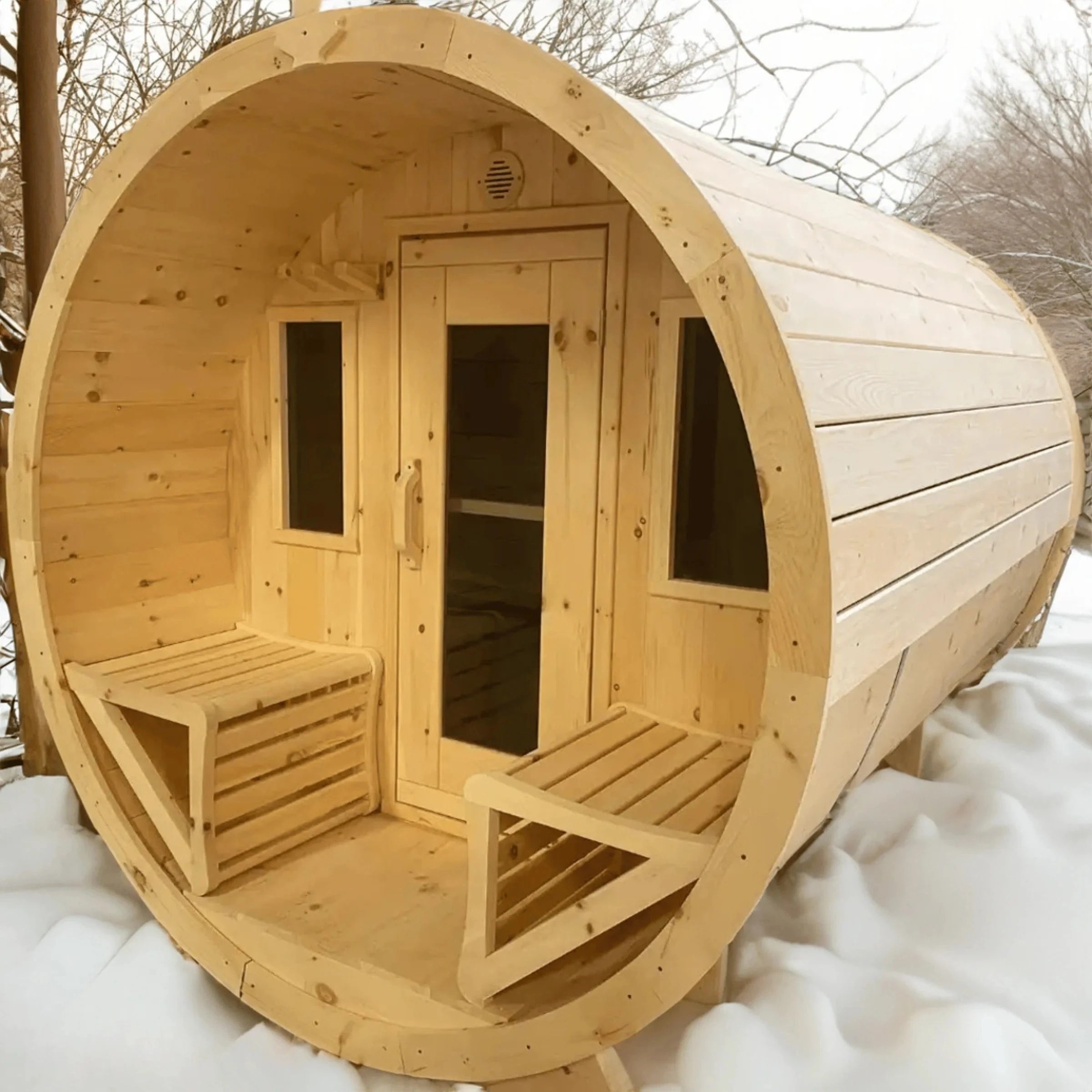 True North Saunas Sauna True North Canandian Made 6-8 Person 9' Long Outdoor Traditional Barrel Sauna