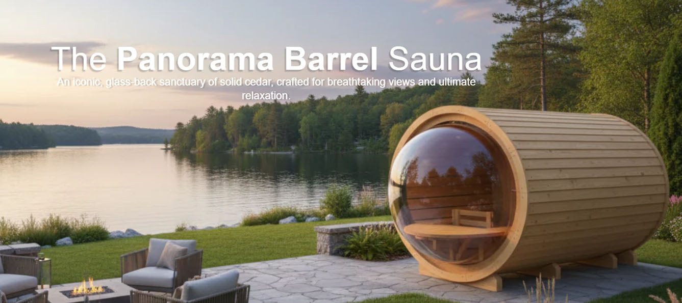 True North Saunas Sauna True North Panorama Barrel Outdoor Sauna